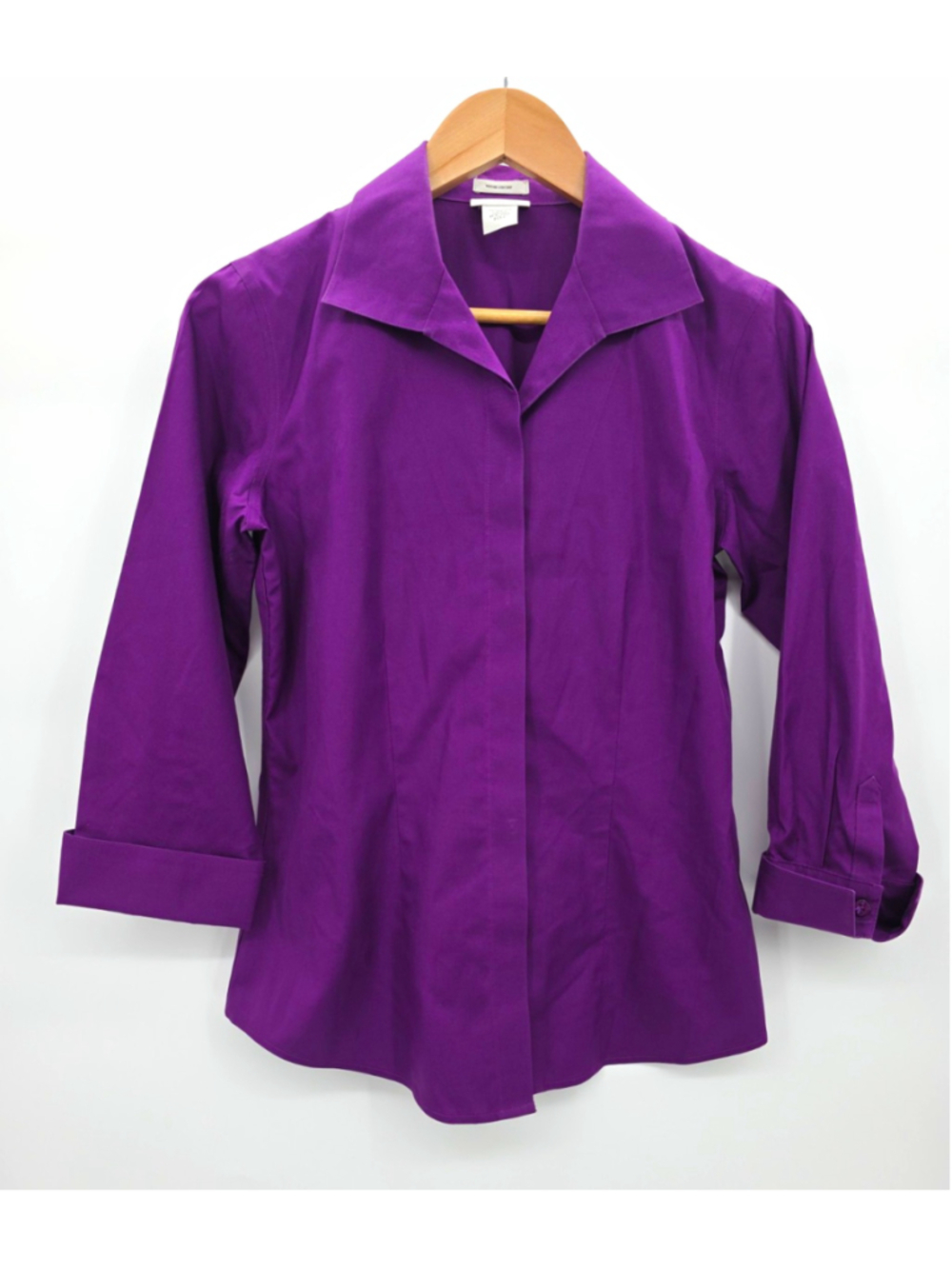 Vintage Chico's Purple 100% Cotton Retro Preppy Classic Blouse Size 0